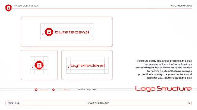 Byte Federal logo structure and clear space, light-mode, technical, light