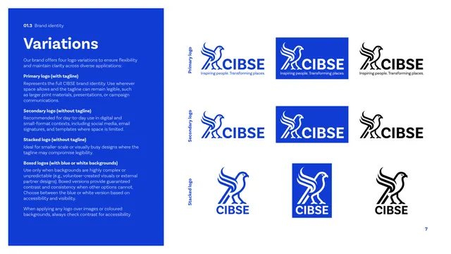 CIBSE Brand Guidelines - Logo variations, corporate-clean, technical, cool