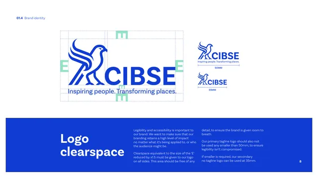 CIBSE Brand Guidelines - Logo clearspace, technical, corporate-clean, cool