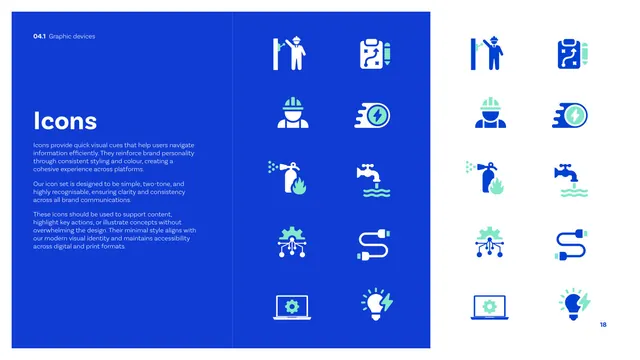 CIBSE Brand Guidelines - Icons, corporate-clean, technical, cool