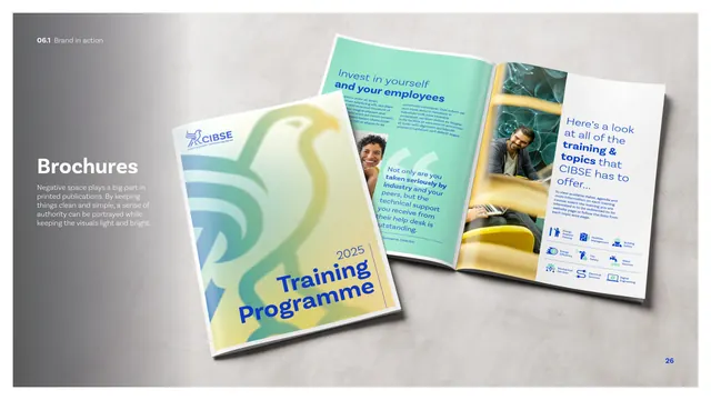 CIBSE Brand Guidelines - Brochures, photographic, corporate-clean, cool