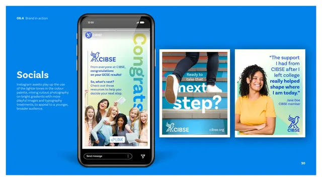 CIBSE Brand Guidelines - Socials (Instagram, lighter tones), photographic, corporate-clean, vibrant