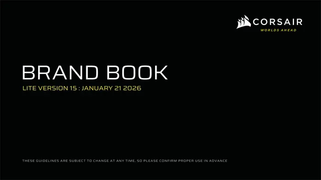Corsair "Worlds Ahead" Brand Book, dark-mode, technical, dark