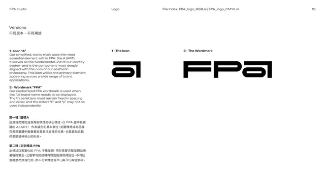 Logo versions, icon and wordmark