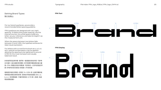 Setting brand types, letter spacing