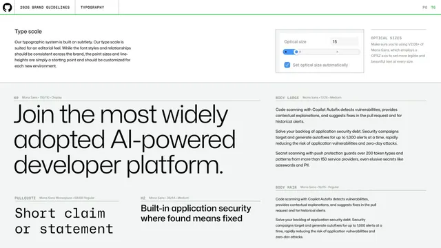 GitHub guidelines - type scale