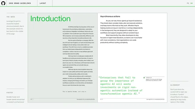 GitHub guidelines - grid-revealed editorial spread