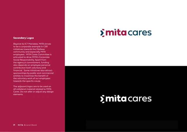 Secondary Logos (mita cares), minimal, corporate-clean, high-contrast