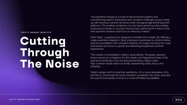 Brand intro, Cutting Through The Noise, editorial, dark-mode, dark