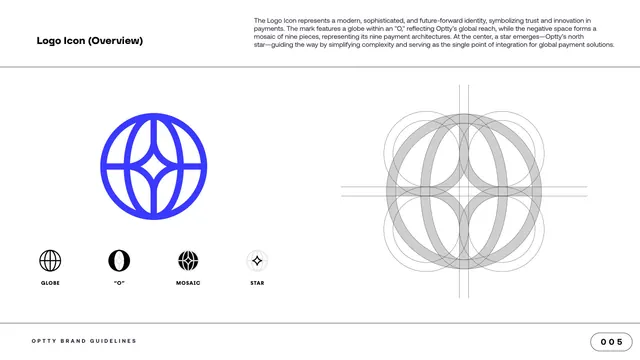 Logo Icon overview and construction, minimal, technical, light