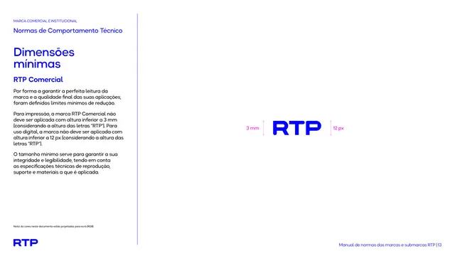 Minimum size, RTP Comercial mark