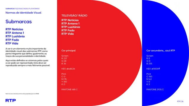 Sub-brand color specification, TV and radio marks