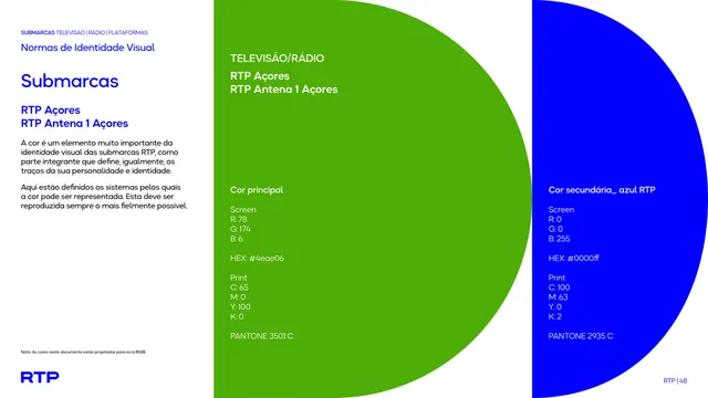 RTP Açores and Antena 1 Açores color spec