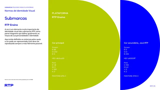 RTP Ensina color spec, corporate-clean, minimal, vibrant