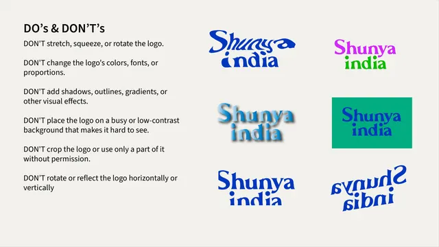 Shunya India logo dos and don'ts