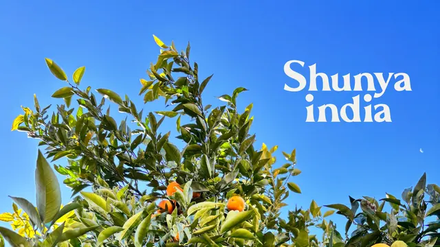 Shunya India orchard photograph with wordmark