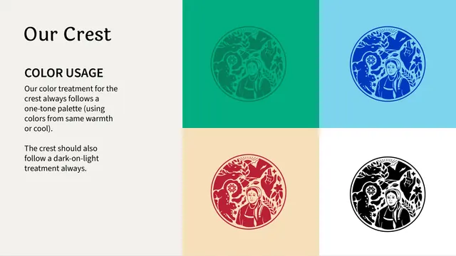 Shunya India crest color usage - four one-tone treatments