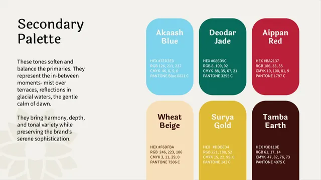Shunya India secondary color palette