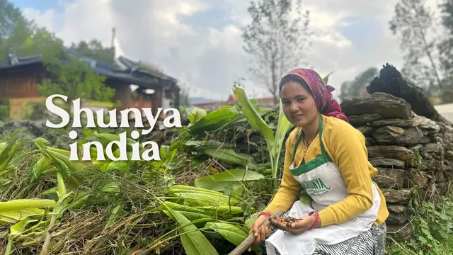 Shunya India lifestyle photo with wordmark - harvest