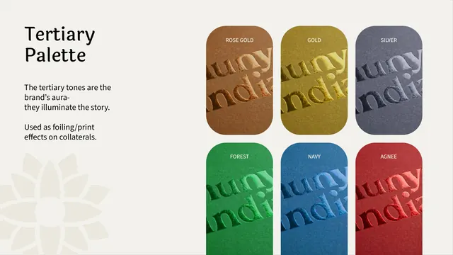 Shunya India tertiary palette - foiling tones