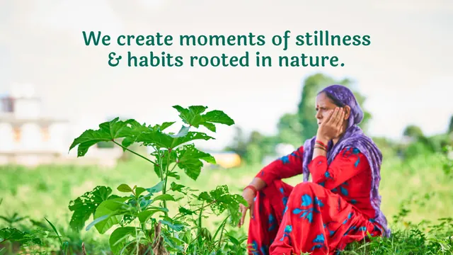Shunya India typographic statement over field photo