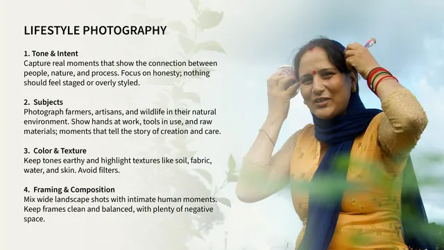 Shunya India lifestyle photography guideline