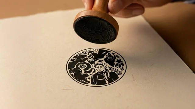 Shunya India crest seal stamp mockup on craft paper