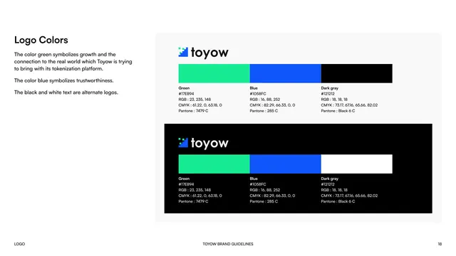 Toyow logo colors with print specs