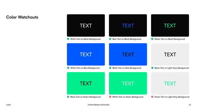 Toyow color watchouts (contrast pairings)