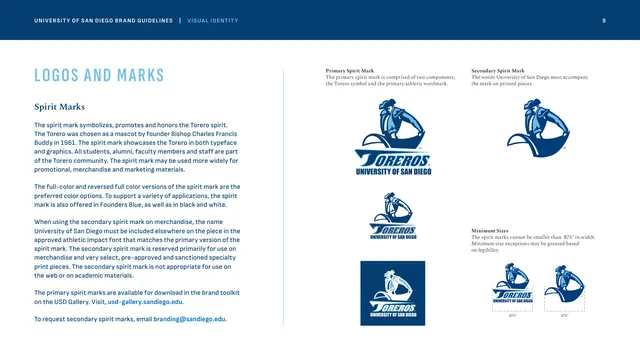 Torero spirit marks, primary and secondary, corporate-clean, light-mode, light