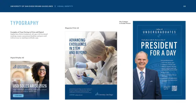 Type-pairing examples across print and digital, corporate-clean, editorial, light