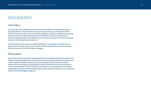 Photography sourcing and the USD Gallery, corporate-clean, minimal, light