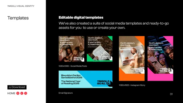 Templates, editable digital assets