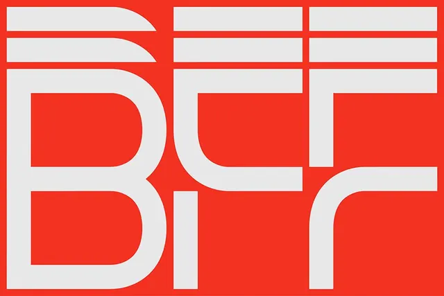 BFF modular red wordmark, geometric, minimal, vibrant