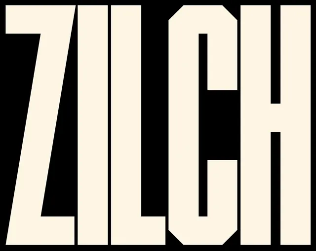 ZILCH condensed wordmark, minimal, brutalist, dark