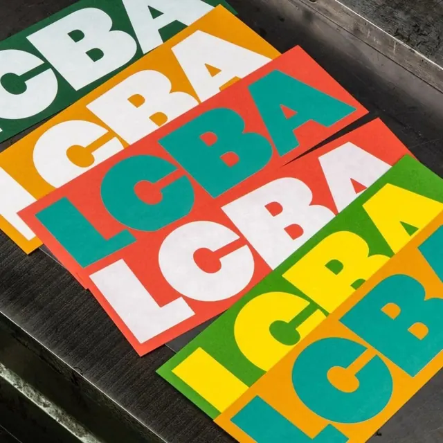 LCBA stacked colorway letterpress cards, minimal, geometric, vibrant