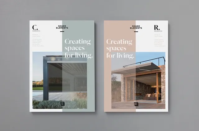 Shade Elements branding system mockup, editorial, minimal, muted
