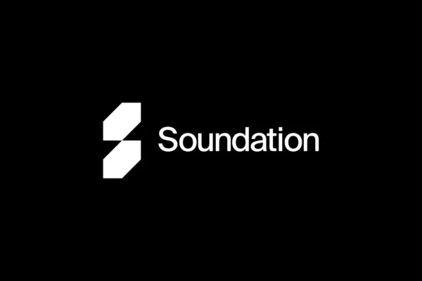 Soundation wordmark on black, minimal, technical, dark