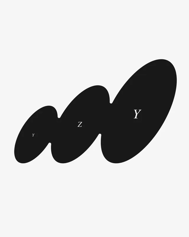 Organic blob graphic with serif letters, abstract, organic, monochrome