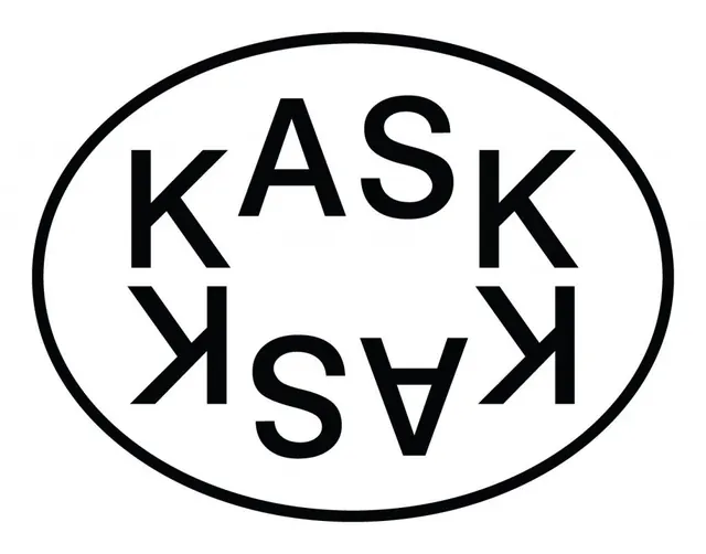 KASK mirrored ellipse logo, minimal, geometric, monochrome