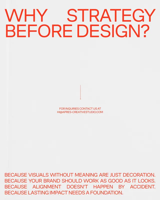 Why strategy before design? poster, swiss, minimal, light