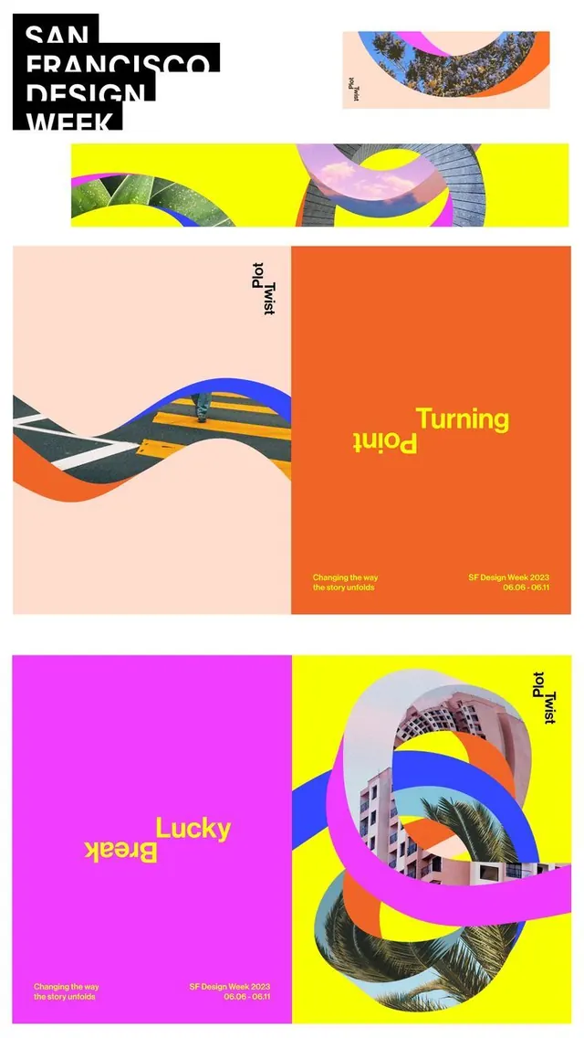 SF Design Week 2023 Plot Twist posters, maximalist, geometric, vibrant