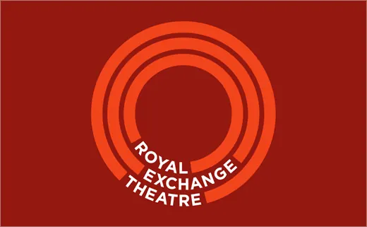 Royal Exchange Theatre concentric-ring logo, minimal, geometric, warm