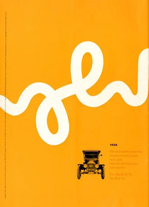 1958 looping-script orange ad page, retro, editorial, warm