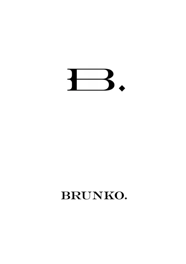BRUNKO serif B monogram with diamond full-stop, minimal, editorial, light