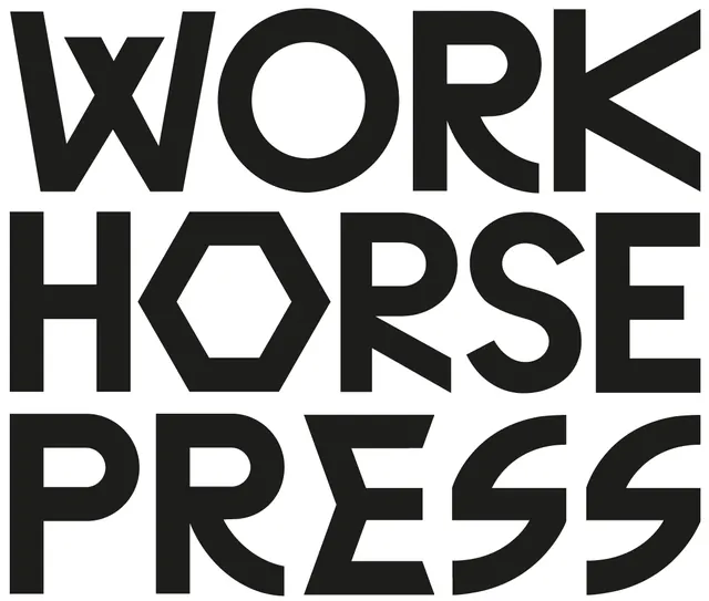 Workhorse Press stacked geometric wordmark, minimal, monochrome, light