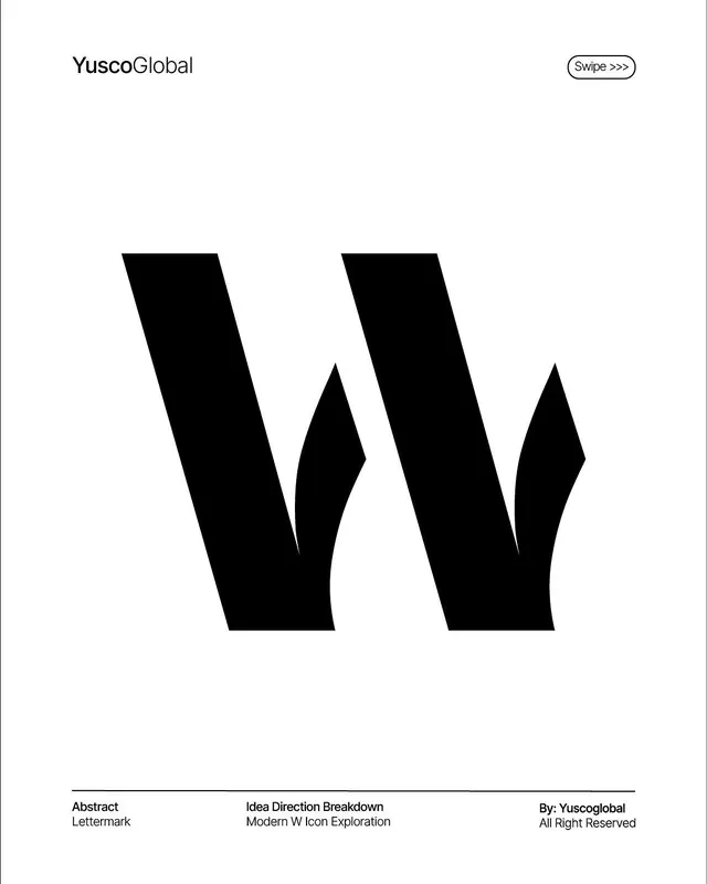 YuscoGlobal abstract W lettermark study, minimal, geometric, light