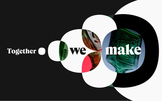 Together we make' Venn-circle brand banner, editorial, abstract, dark