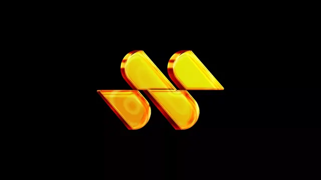 Yellow glass N monogram with rim-lit glow, 3d-render, geometric, vibrant