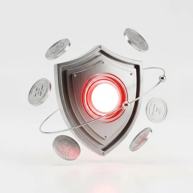 Chrome crypto-shield 3D render, 3d-render, geometric, light